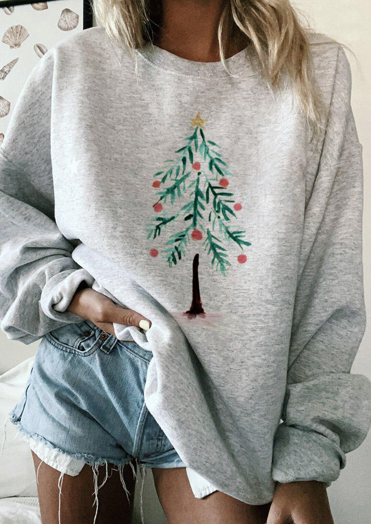 

Christmas Tree Long Sleeve Sweatshirt - Gray, 519937