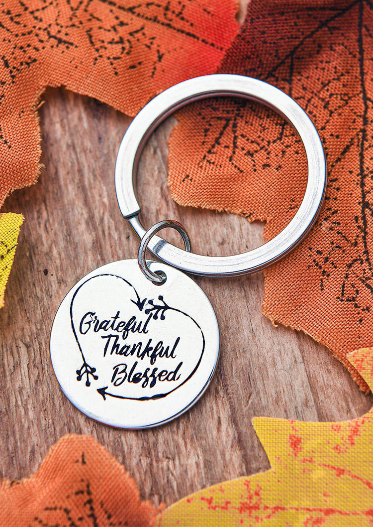 

Grateful Thankful Blessed Keychain, Pattern1, 519496