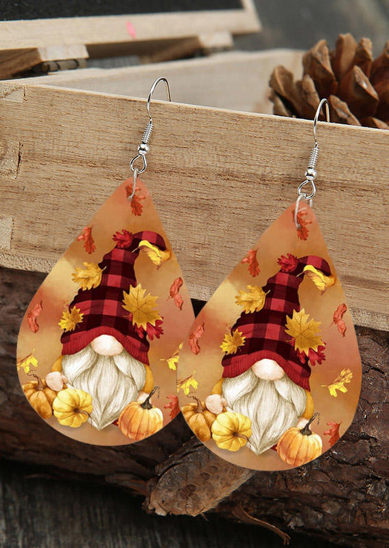 

Thanksgiving Plaid Gnomies Maple Leaves Earrings, Multicolor, 519918