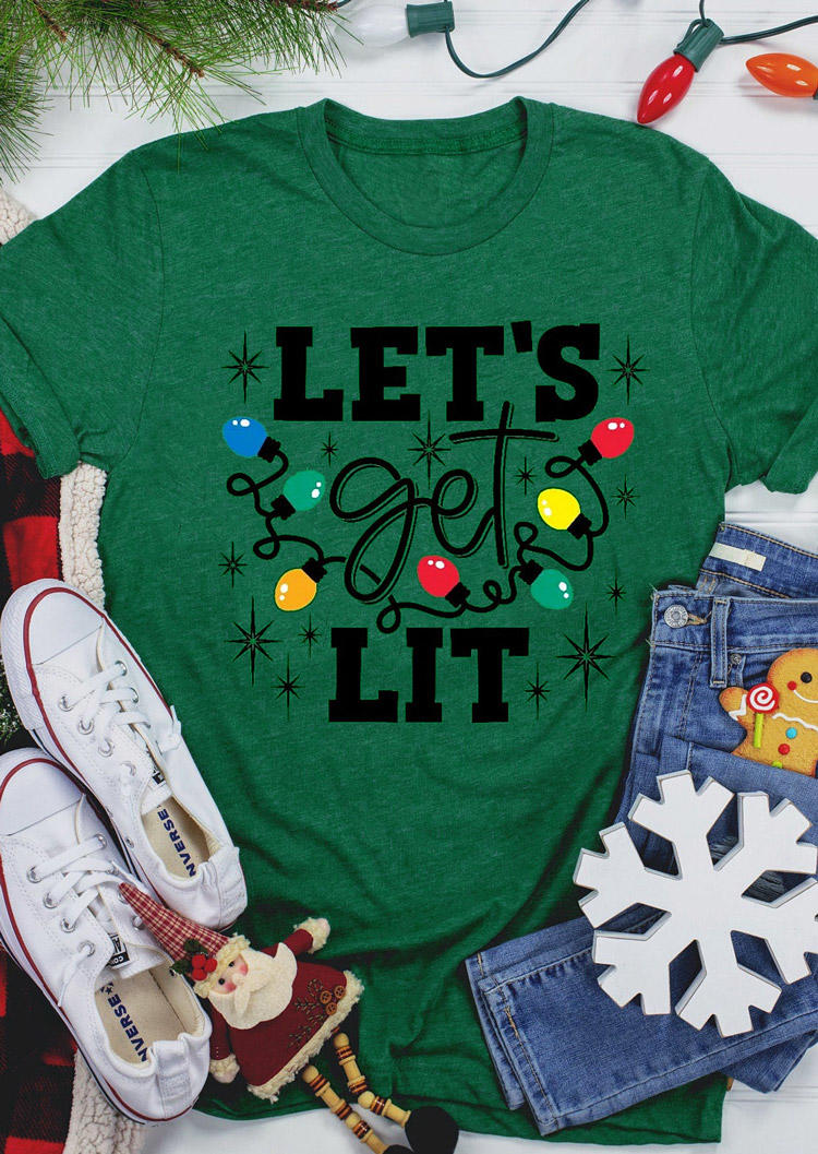 Let's Get Lit Lantern T-Shirt Tee - Green 520035