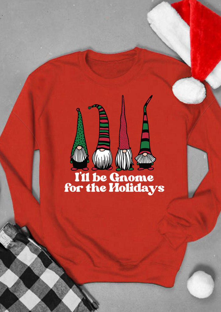 Christmas I'll Be Gnome For The Holidays Sweatshirt - Red