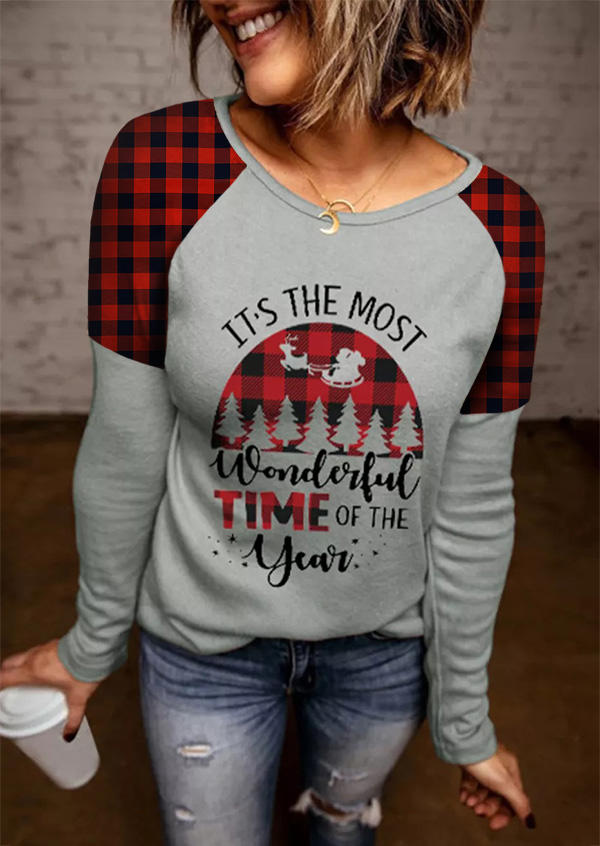Christmas It's The Most Wonderful Time Of The Year Blouse - Gray