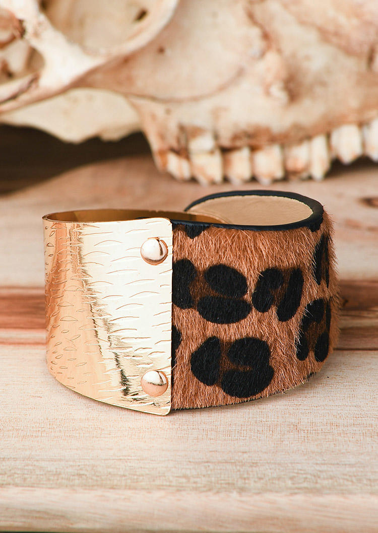 

Leopard Splicing Alloy Open Adjustable Bracelet, Pattern2, 519497