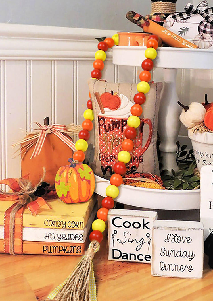 

Thanksgiving Pumpkin Tassel Beading Maple Leaf Party Decor, Pattern1;pattern2, 519703