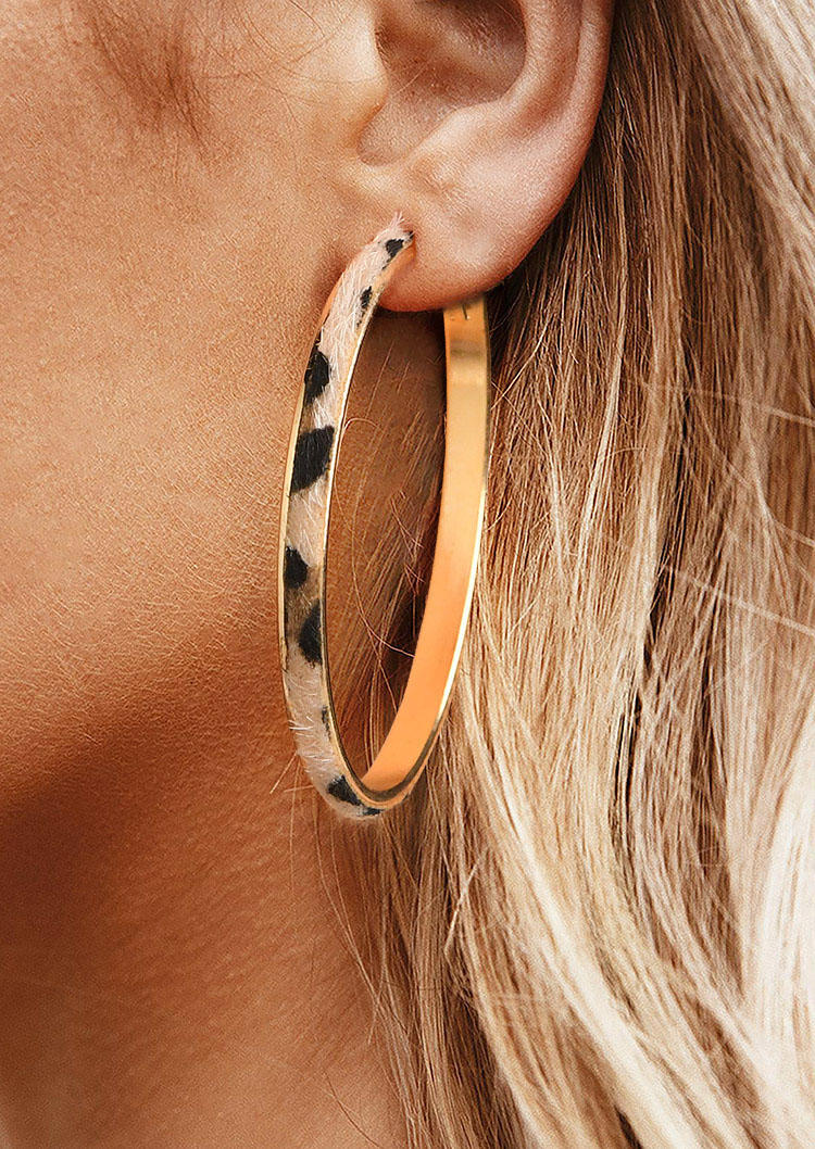 

Simple Circle Leopard Alloy Earrings, 519725