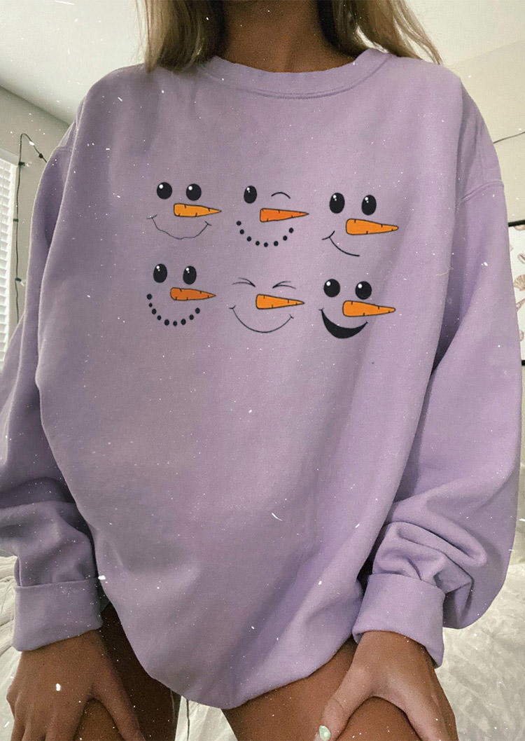 

Christmas Snowman Long Sleeve Sweatshirt - Light Purple, 520215