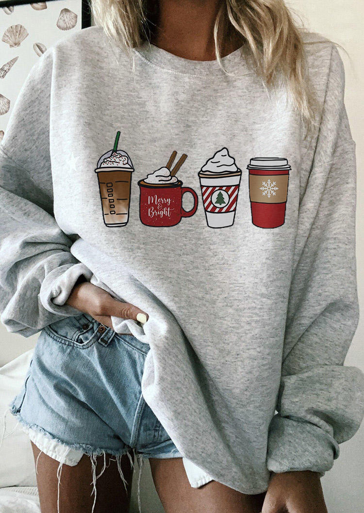 

Christmas Coffee Drink Long Sleeve Sweatshirt - Gray, 520218