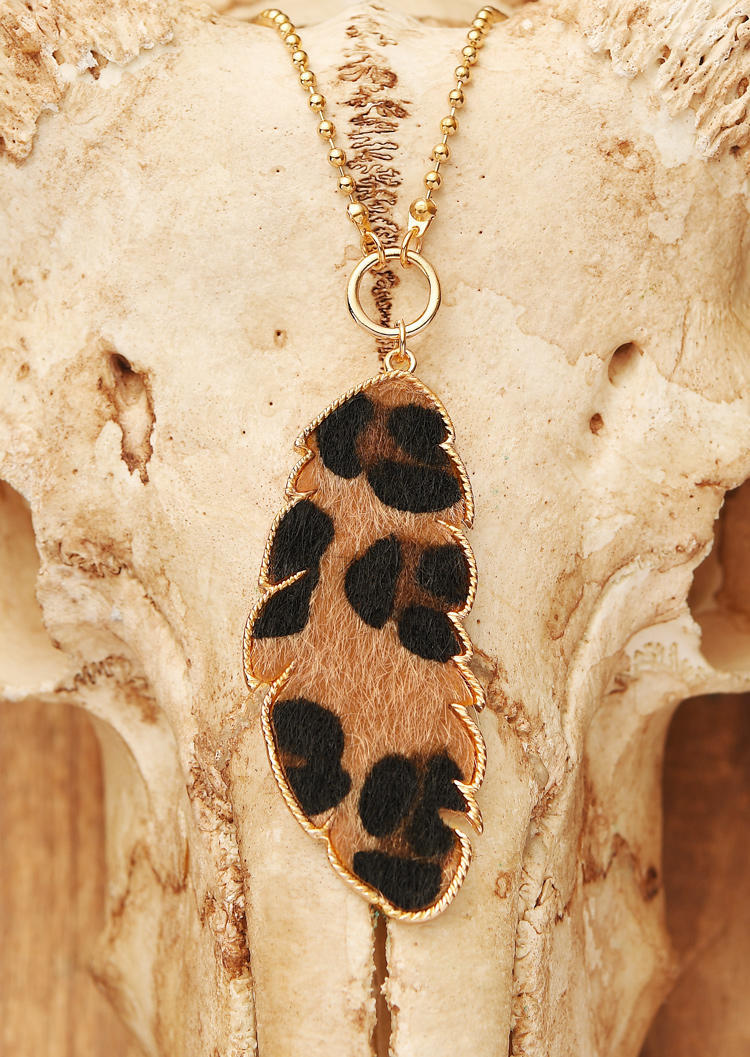 

Leopard Feather Long Pendant Necklace, 518710