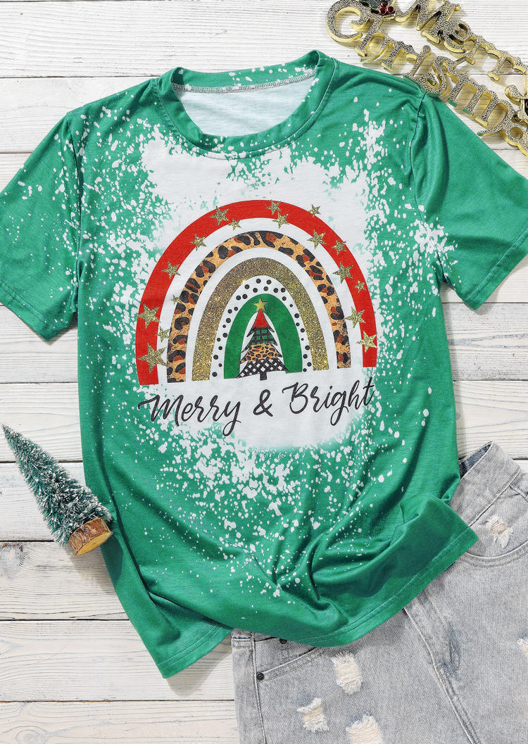 

Merry Bright Leopard Tree T-Shirt Tee - Green, 519425
