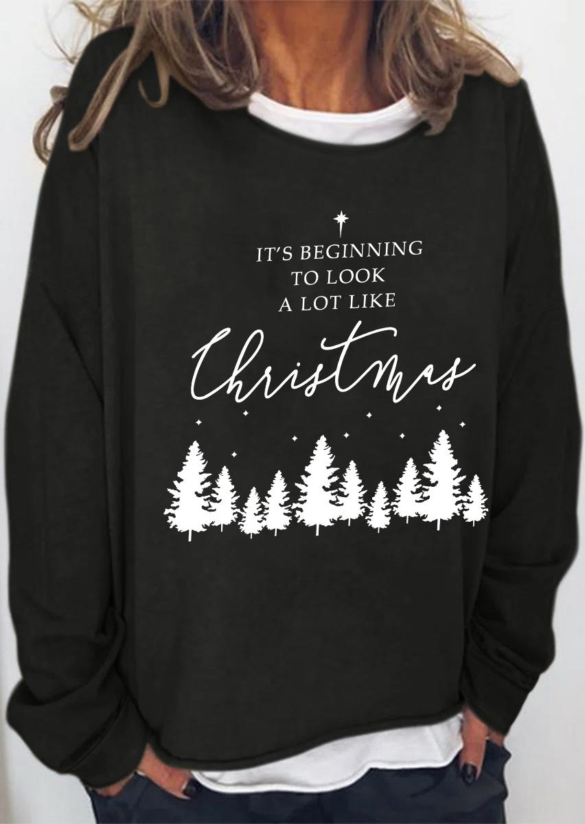 It's Beginning To Look A Lot Like Christmas Sweatshirt - Black