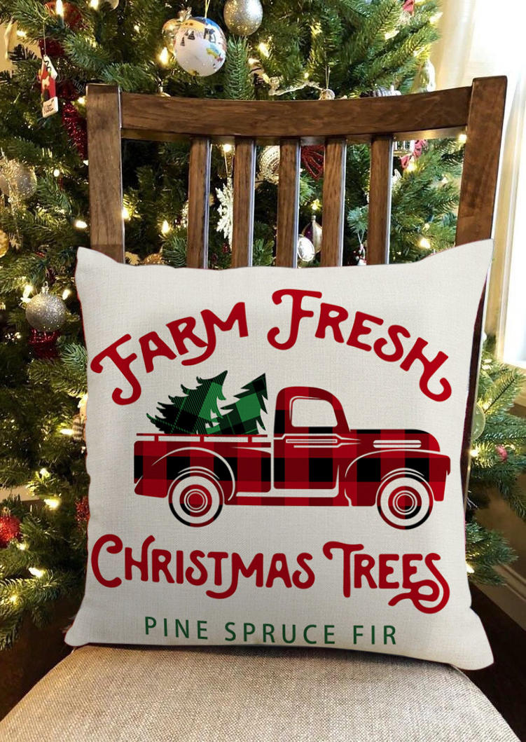 

Buffalo Plaid Christmas Tree Truck Pillowcase without Pillow, Pattern3, 520309