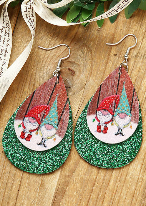 Gnomies Sequined Dual-Layered Leather Earrings