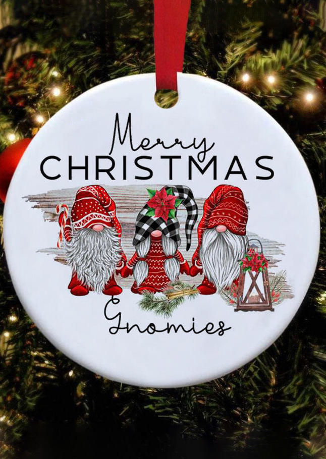

Merry Christmas Gnomies Double-Sided Hanging Ornament - White, 490143