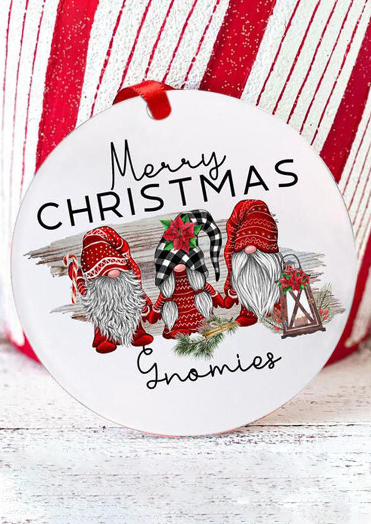 Merry Christmas Gnomies Double-Sided Hanging Ornament - White