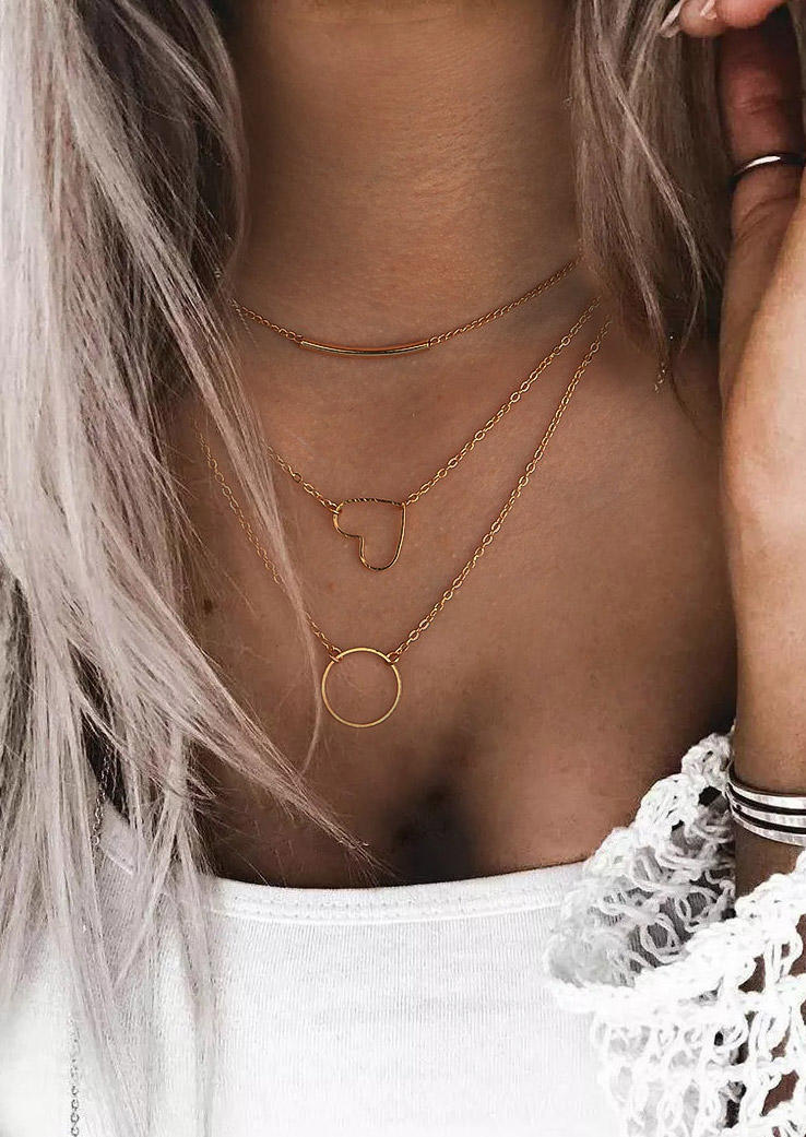 

Love Heart Multi-Layered Pendant Necklace, Gold, 519427