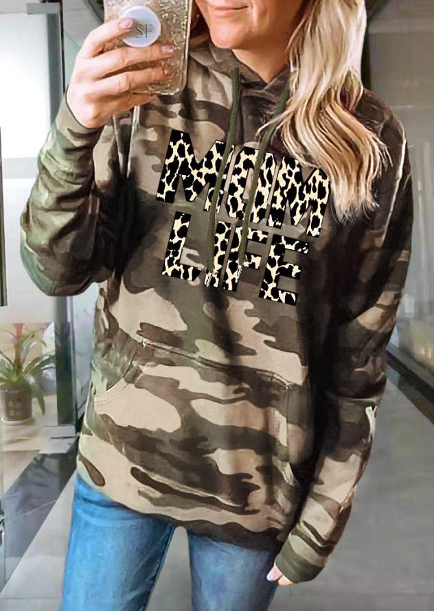

Camouflage Mom Life Leopard Kangaroo Pocket Hoodie, 519562
