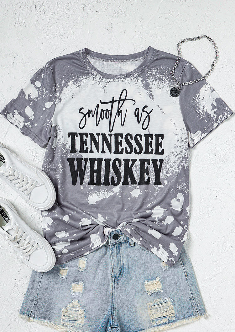

Smooth As Tennessee Whiskey Bleached T-Shirt Tee - Gray, 519731