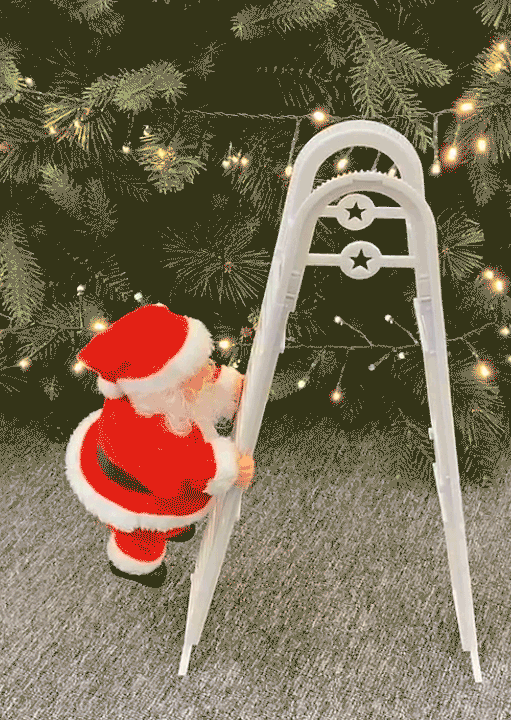 

Santa Climbing Ladder Christmas Decoration Ornament without Battery, White, 520193