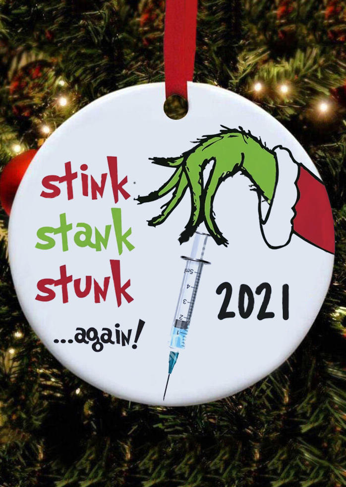 

Christmas 2021 Stink Stank Stunk Again Graphic Hanging Ornament, Multicolor, 520433