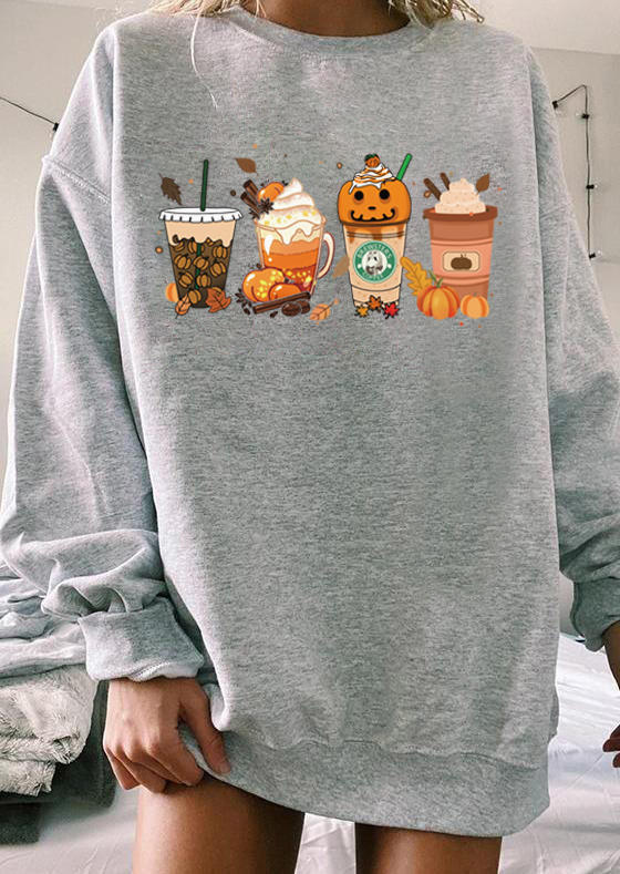 

Drink Pumpkin Coffee Leaf Sweatshirt - Gray, 520434
