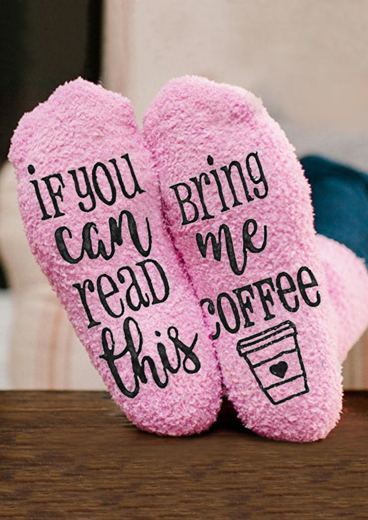 

Fuzzy If You Can Read This Bring Me Coffee Crew Socks, Pattern1;pattern2, 520454