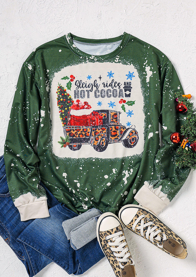 Christmas Sleigh Rides And Hot Cocoa Sweatshirt - Green