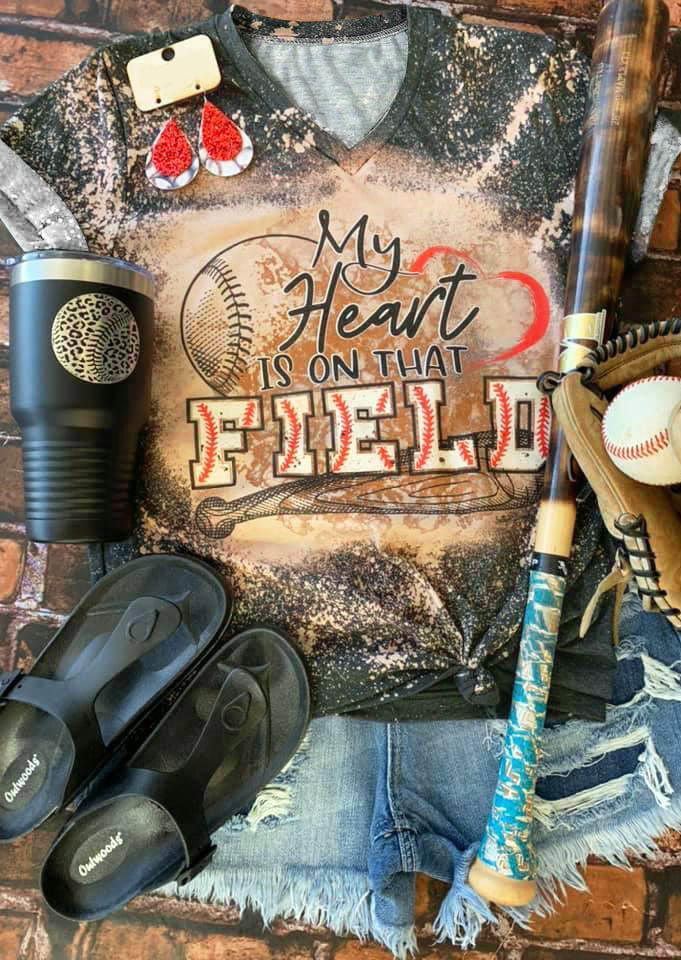 

My Heart Is On That Field Baseball T-Shirt Tee - Dark Grey, 519792