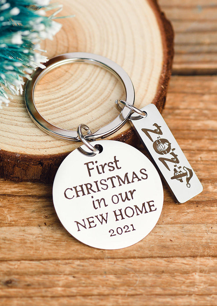 

2021 First Christmas In Our New Home Keychain, Pattern1;pattern2, 519958