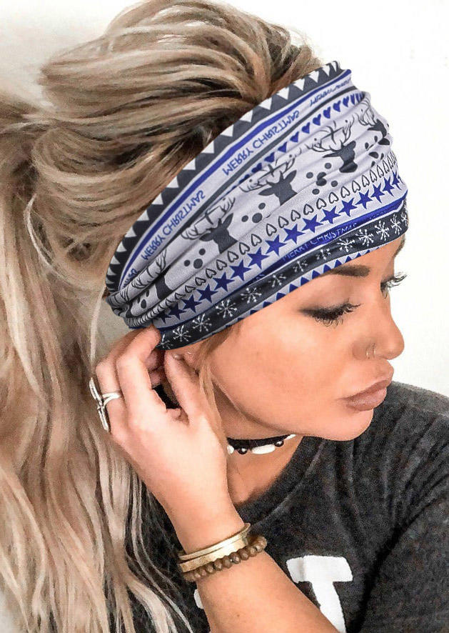 

Christmas Reindeer Tree Star Wide Headband, Blue, 520023
