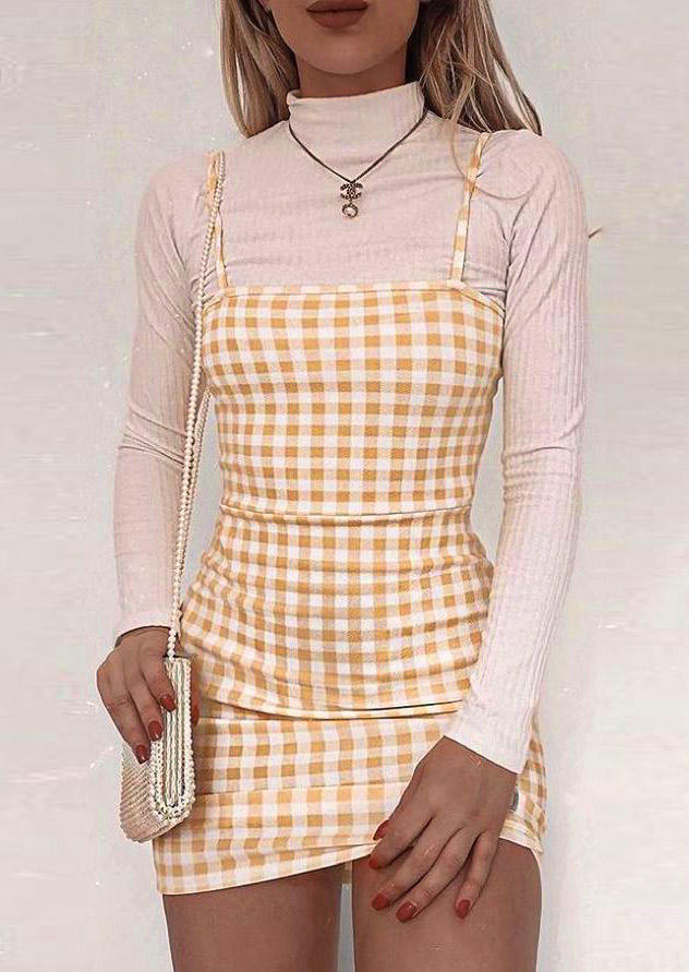 

Plaid Sleeveless Bodycon Dress, 520509