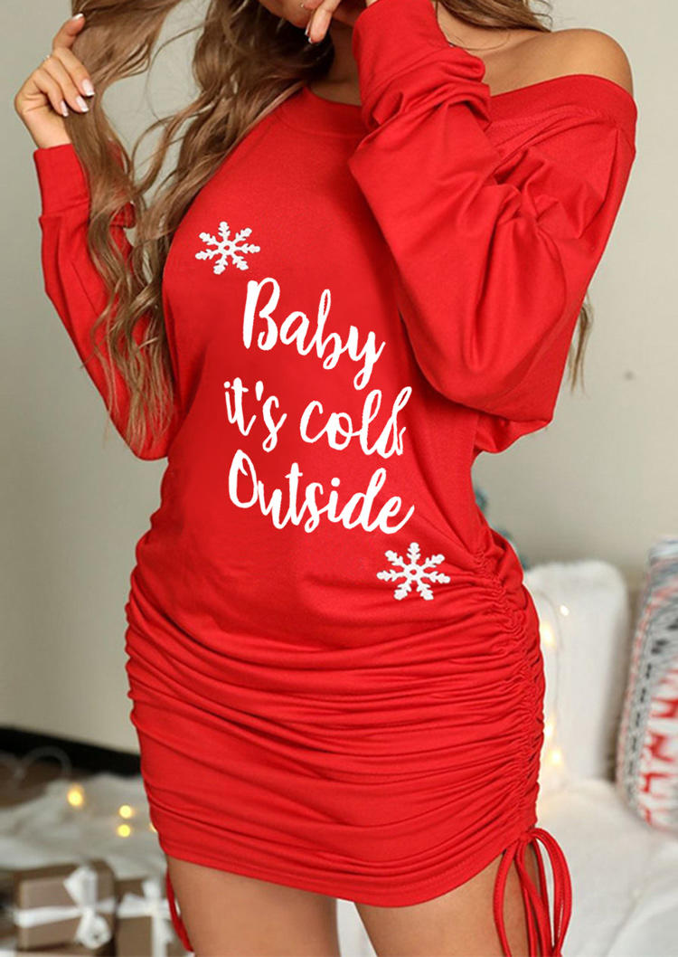 

Baby It's Cold Outside Snowflake Bodycon Dress - Red, 520517