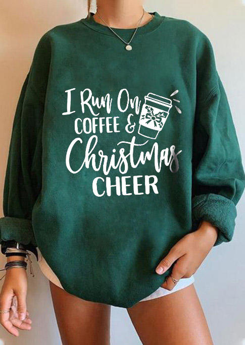 

I Run On Coffee Christmas Cheer Sweatshirt - Green, 520569