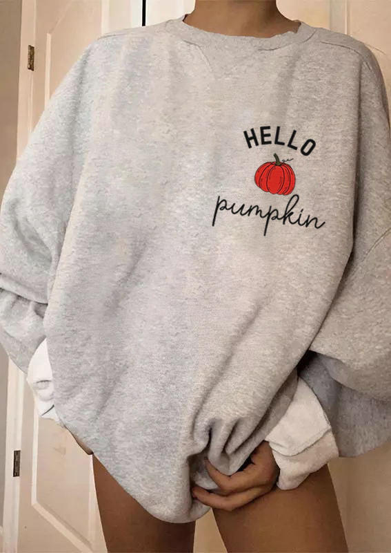 Hello Pumpkin Sweatshirt - Light Grey