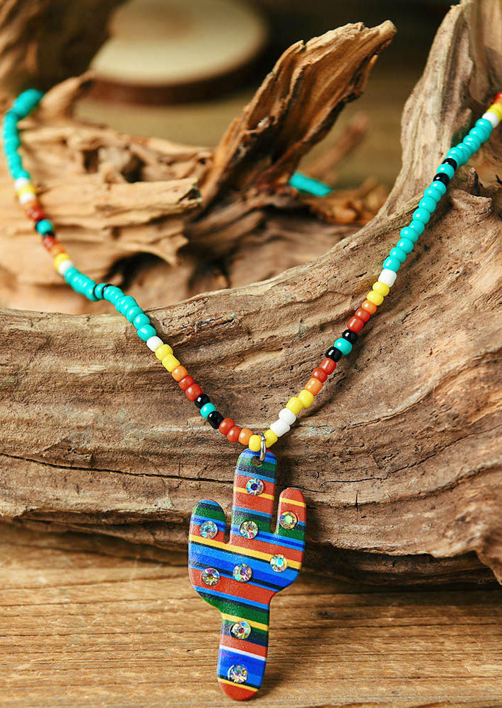 

Serape Striped Cactus Beading Pendant Necklace, Multicolor, 520323