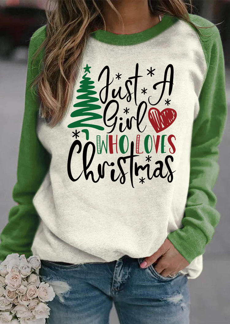 Just A Girl Who Loves Christmas Tree Sweatshirt - Green