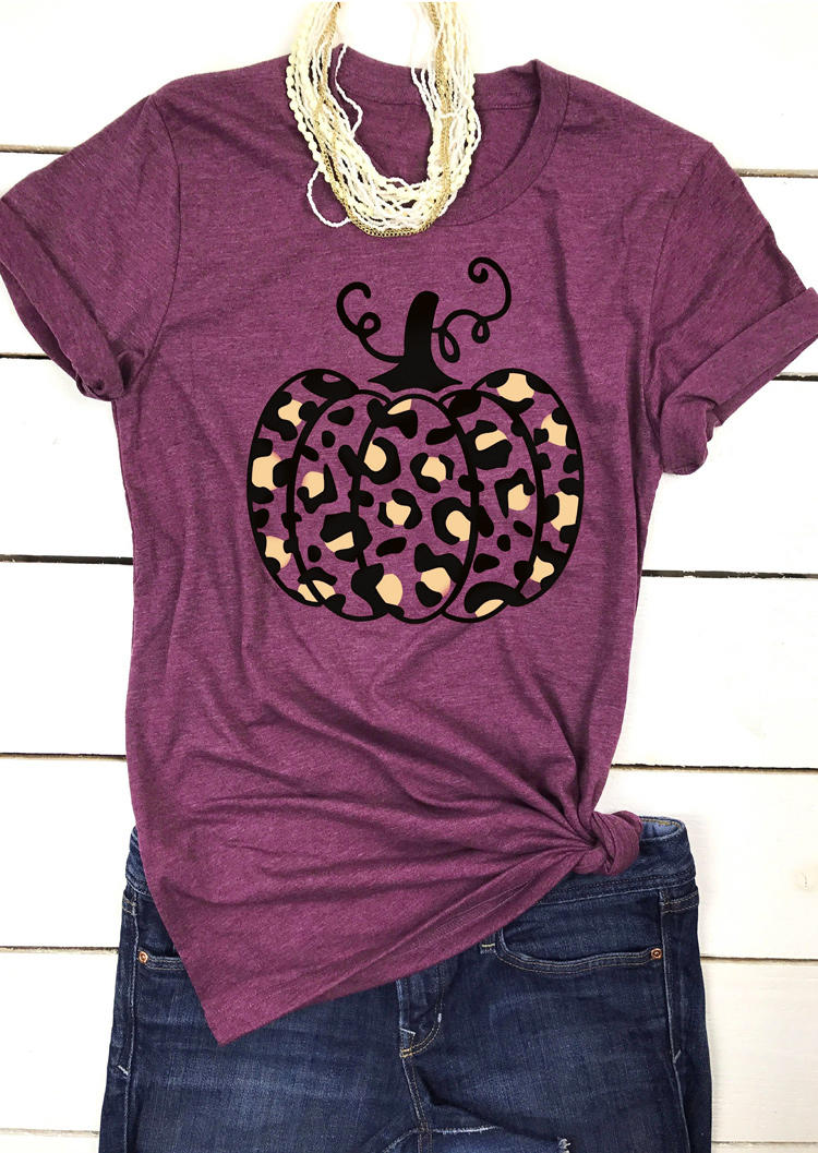 

Thanksgiving Leopard Pumpkin T-Shirt Tee - Purple, 520627