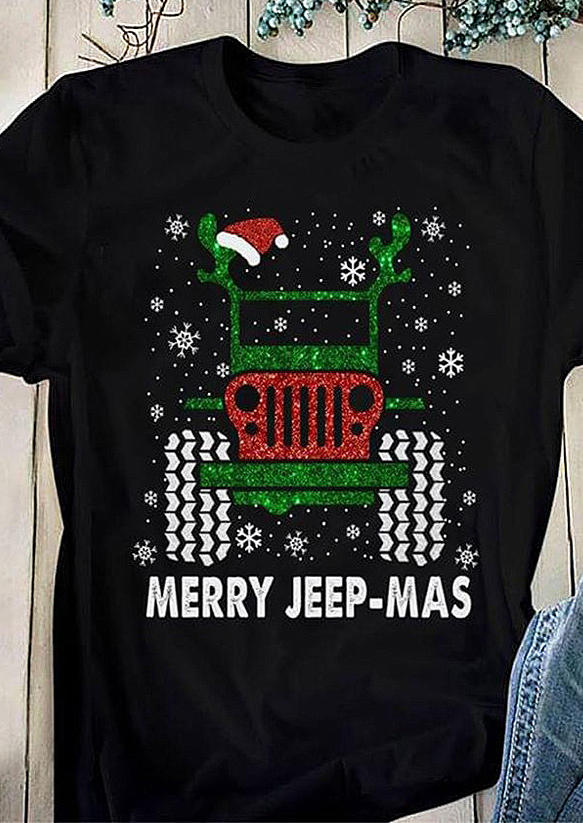 

Christmas Merry Jeep-Mas T-Shirt Tee - Black, 520717