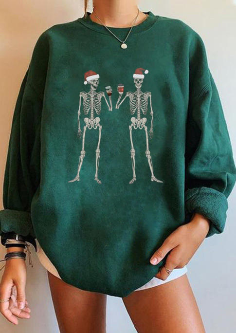 

Christmas Skeleton Long Sleeve Sweatshirt - Green, 520762