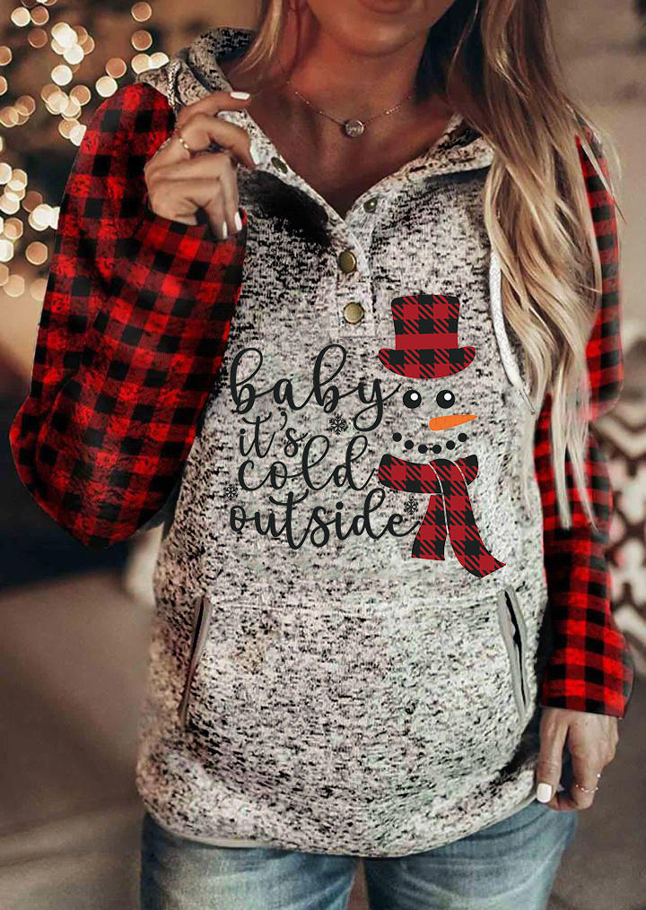 

Snowman Plaid Baby It' Cold Outside Hoodie - Gray, 520199