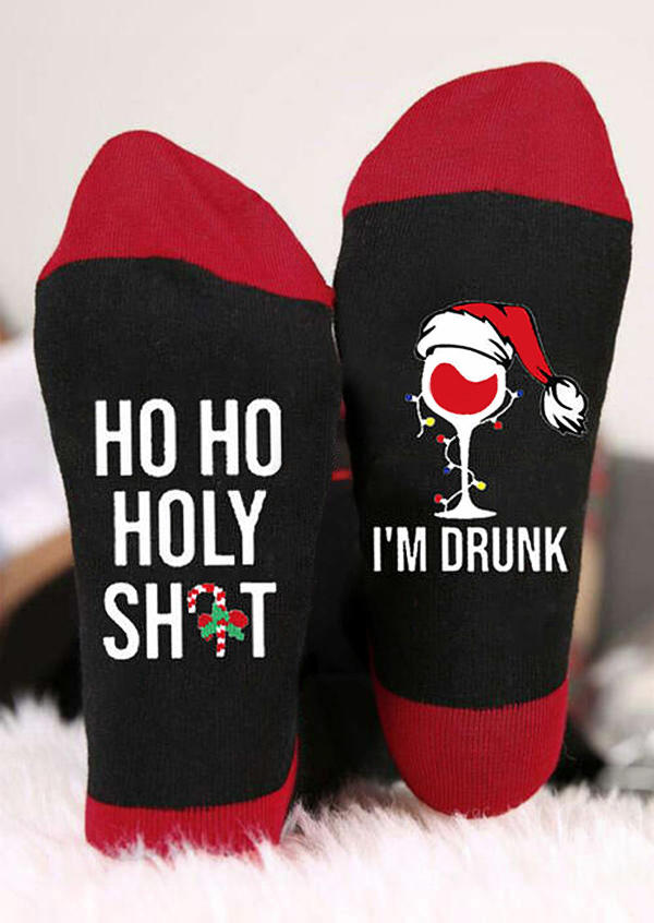 

Ho Ho I'm Drunk Casual Crew Socks, Black, 520842