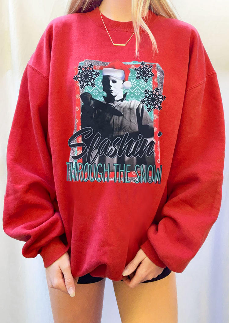 

Christmas Hat Snowflake Horror Movie Character Sweatshirt - Red, 520985
