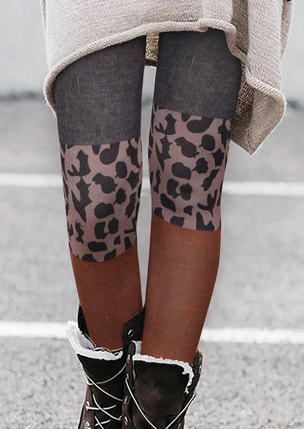 Color Block Leopard Leggings