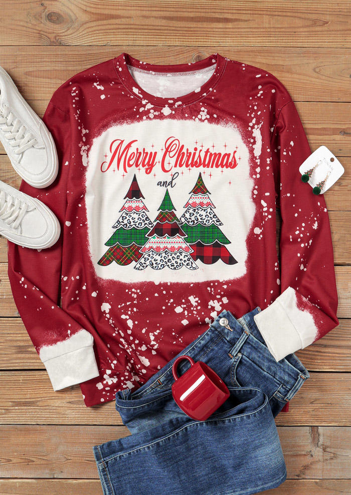 

Merry Christma Leopard Plaid Sweatshirt - Red, 520280