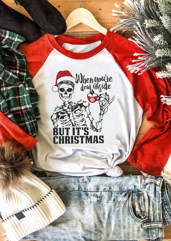 But It's Christmas Skeleton T-Shirt Tee - Red 520358
