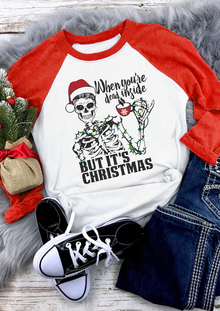 Kaufen But It's Christmas Skeleton T-Shirt Tee - Red. Bild