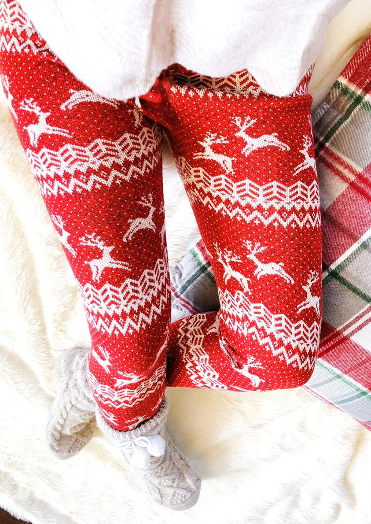 

Christmas Reindeer Drawstring Pants - Red, 520362