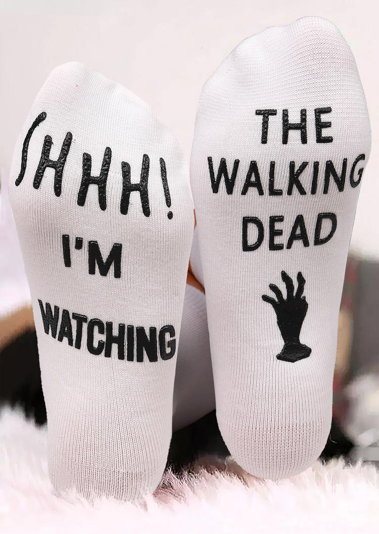 

Shhh I'm Watching The Walking Dead Crew Socks, Red;white, 520628