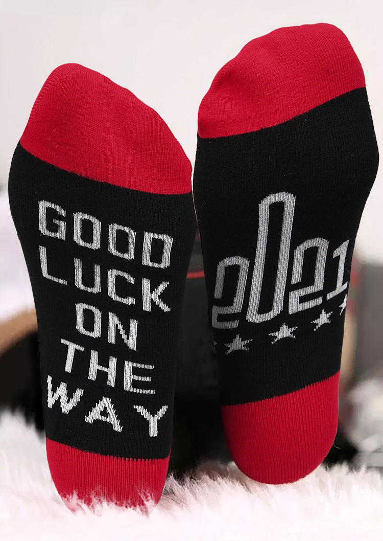 

Good Luck On The Way Socks, Red;gray, 520633