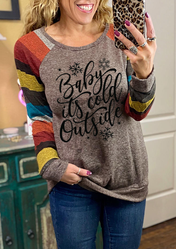 Baby It's Cold Outside Colorful Striped Blouse - Dark Grey