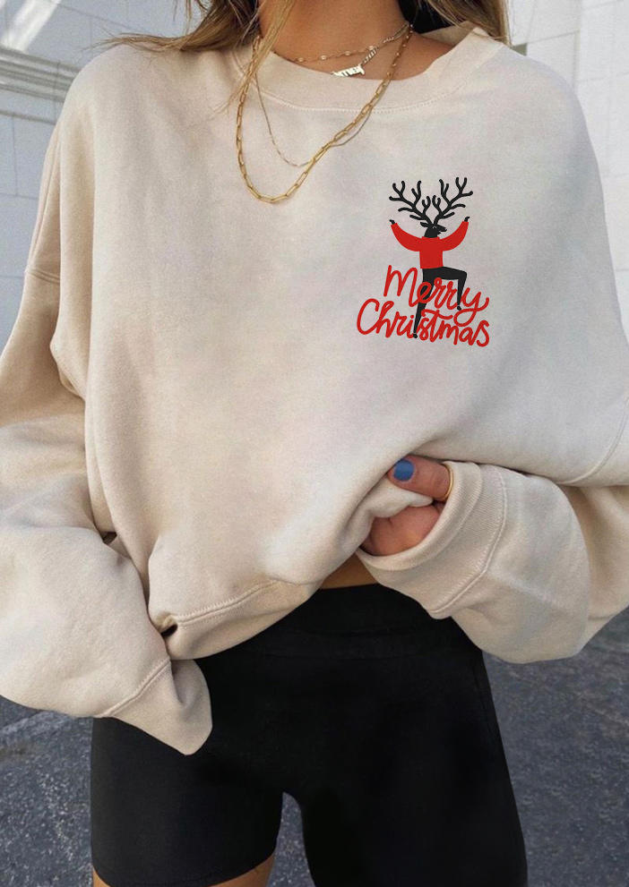 

Merry Christmas Reindeer Pullover Sweatshirt - Apricot, 521032